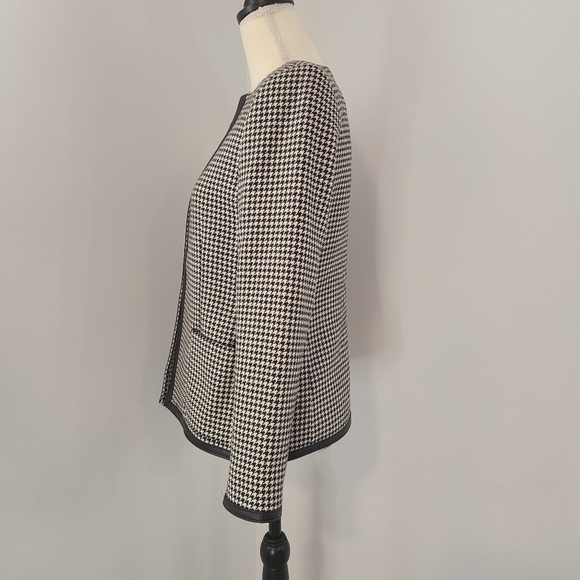 Valerie Stevens White and Black Houndstooth Print Blazer Size 6P Career Wear - Picture 3 of 11